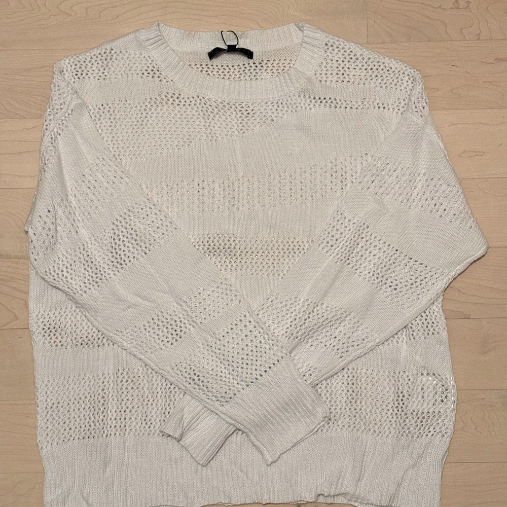 White Open Crochet Knitted Sweater, Women’s size Small, New With Tags